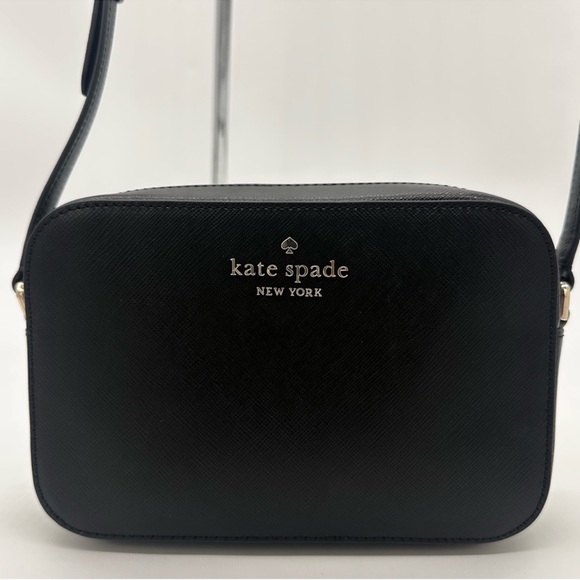 Kate Spade Mini Staci Camera Leather Crossbody Bag Black - Picture 2 of 9